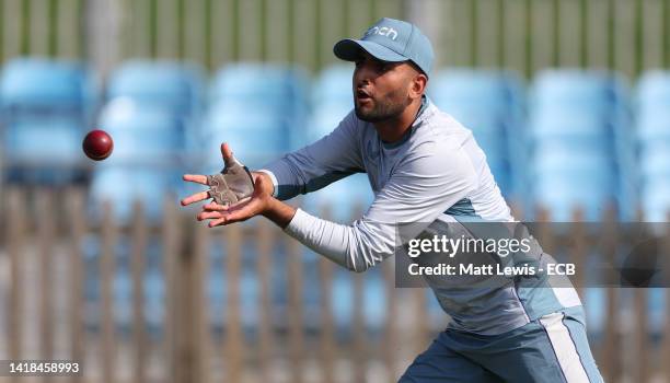 Yousef Majid of England in action during a England U19 Nets Session at The Incora County Ground on August 27, 2022 in Derby, England.