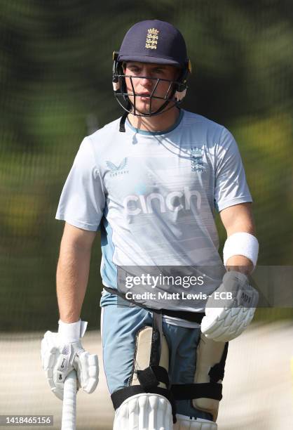 Alex Horton of England pictured during a England U19 Nets Session at The Incora County Ground on August 27, 2022 in Derby, England.