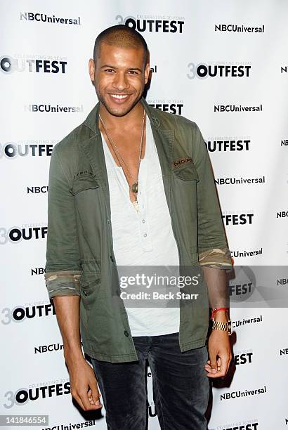 Actor Jeffrey Bowyer-Chapman arrives at Outfest 2012 Fusion Gala - Achievement Award Ceremony at American Cinematheque's Egyptian Theatre on March...