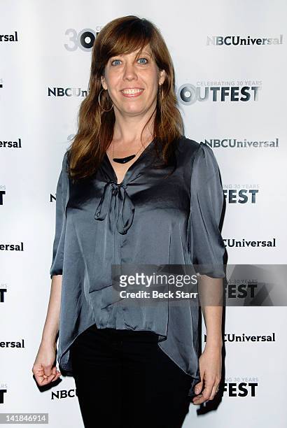 Outfest executive director Kirsten Schaffer arrives at Outfest 2012 Fusion Gala - Achievement Award Ceremony at American Cinematheque's Egyptian...