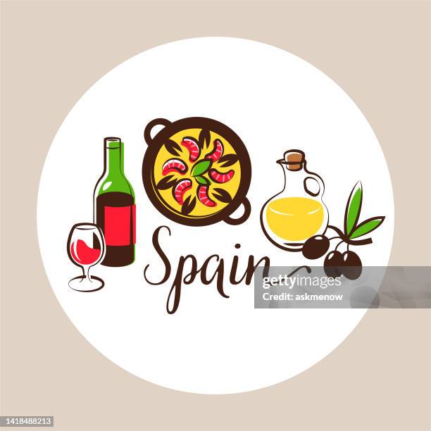 spanish food - paella stock illustrations