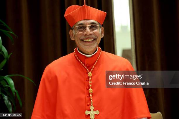 Newly appointed cardinal Filipe Neri António Sebastião di Rosário Ferrão, Archbishop of Goa and Damão, poses during the courtesy visits at the Paul...