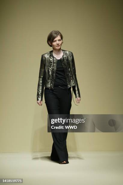 The designer walks down the runway at the Spring 2003 La Perla show in Milan.