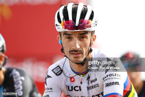 Julian Alaphilippe of France and Team Quick-Step - Alpha Vinyl crosses the finishing line during the 77th Tour of Spain 2022, Stage 8 a 153,4km stage...