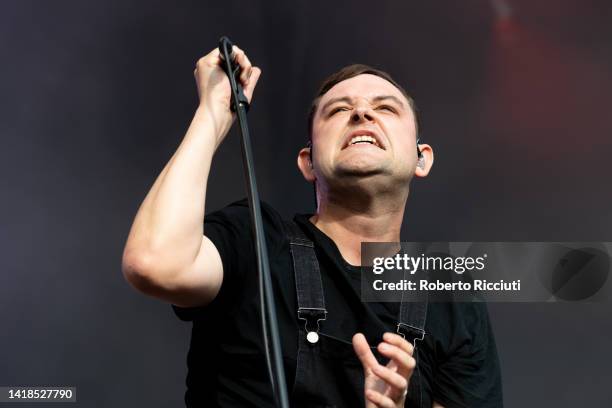 James Graham of The Twilight Sad performs on stage during the second day of Connect Music Festival at The Royal Highland Centre on August 27, 2022 in...