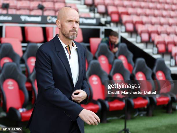 Erik ten Hag manager of Manchester United during the Premier League match between Southampton FC and Manchester United at Friends Provident St....