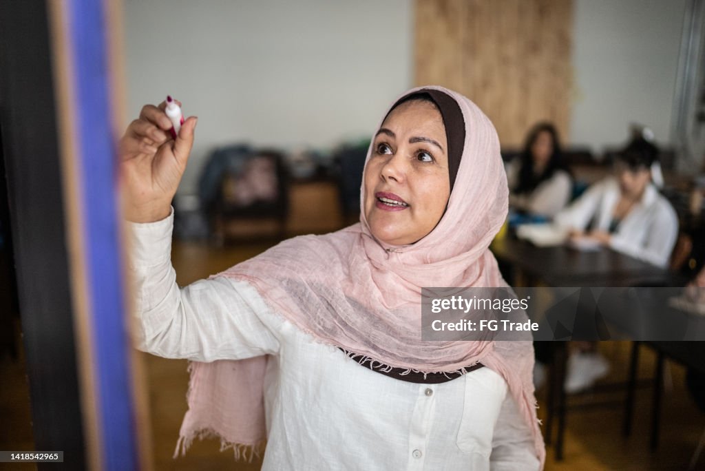 Teacher teaching in the classroom