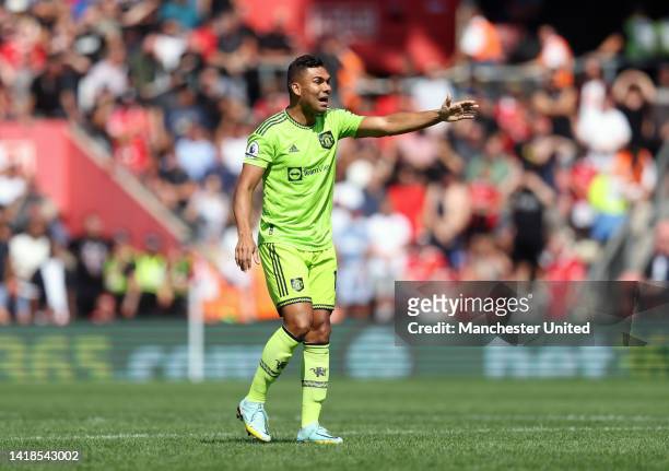 Casemiro of Manchester Unite during the Premier League match between Southampton FC and Manchester United at Friends Provident St. Mary's Stadium on...