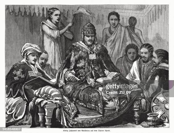 yohannes iv (1837-1889), ethiopian ruler, wood engraving, published 1885 - tigre 幅插畫檔、美工圖案、卡通及圖標