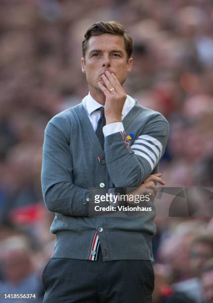 Bournemouth manager Scott Parker during the Premier League match between Liverpool FC and AFC Bournemouth at Anfield on August 27, 2022 in Liverpool,...