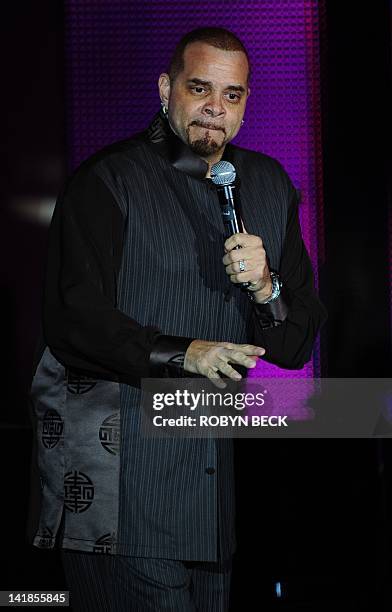 Sinbad performs on stage at Muhammad Ali's Celebrity Fight Night XVIII on March 24, 2012 in Phoenix, Arizona. The event supports the fight against...