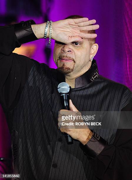 Sinbad performs on stage at Muhammad Ali's Celebrity Fight Night XVIII on March 24, 2012 in Phoenix, Arizona. The event supports the fight against...