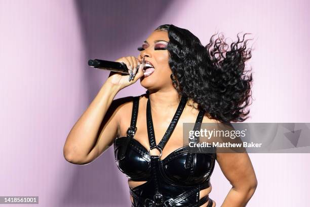 Megan Thee Stallion performs on Main Stage West on Day 2 of Leeds Festival on August 27, 2022 in Leeds, England.