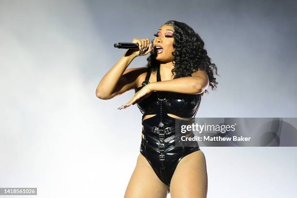 Megan Thee Stallion performs on Main Stage West on Day 2 of Leeds Festival on August 27, 2022 in Leeds, England.