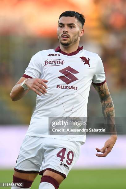 Nemanja Radonjic of Torino FC looks on during the Serie A match between US Cremonese and Torino FC at Stadio Giovanni Zini on August 27, 2022 in...