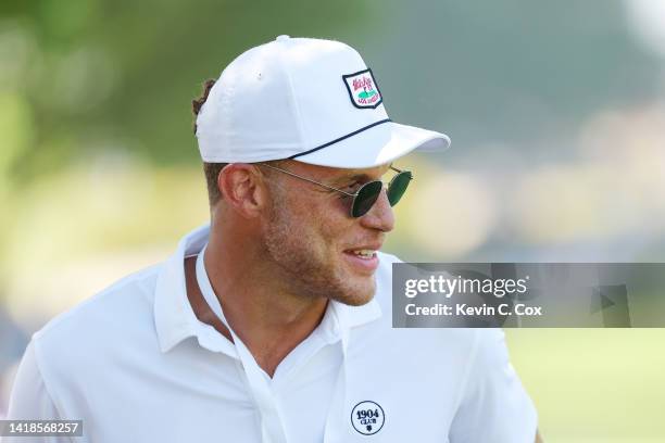 Player Blake Griffin looks on during the third round of the TOUR Championship at East Lake Golf Club on August 27, 2022 in Atlanta, Georgia.