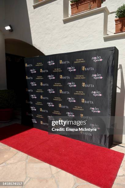 View of step and repeat during the BAFTA Garden Party at the British Consul-General's residence on August 27, 2022 in Los Angeles, California.