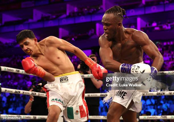 Punches Swarmz during their Cruiserweight Main Event Bout at The O2 Arena on August 27, 2022 in London, England.