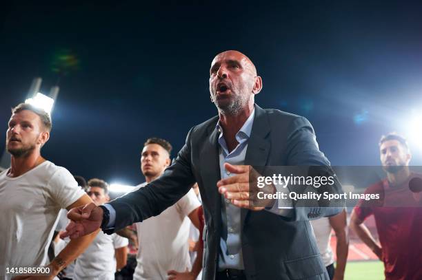 Ramon Rodriguez Verdejo “Monchi”, Sporting Director of Sevilla FC speaks with Sevilla fans after defeat against UD Almeria the LaLiga Santander match...