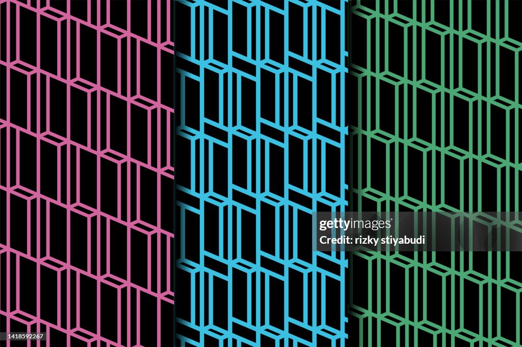 Collection Of Flat Color Line Pattern Design Template With Black ...