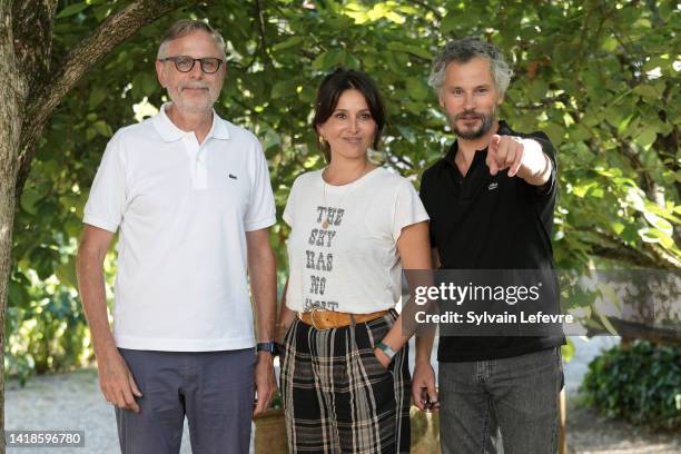 Christophe Rossignon, Anne Charrier, Nicolas Giraud attend "L'astronaute" photocall during the 15th Angouleme French-Speaking Film Festival - Day...