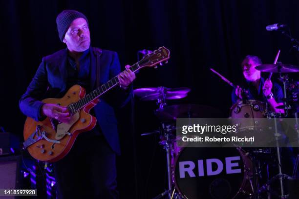 Andy Bell of Ride performs on stage during the second day of Connect Music Festival at The Royal Highland Centre on August 27, 2022 in Edinburgh,...