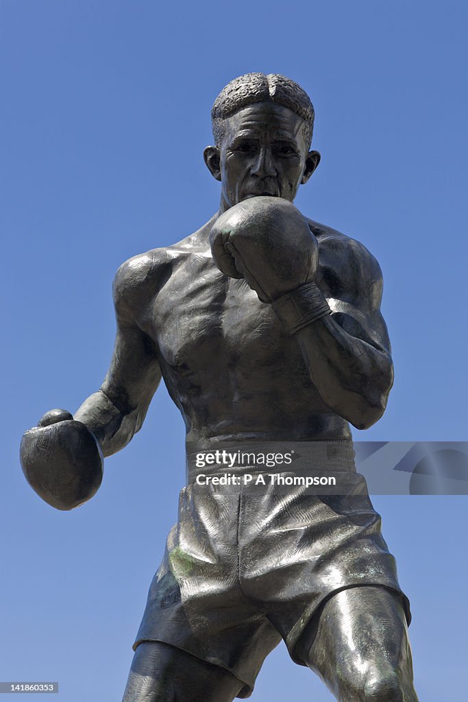 Statue of boxer Randolph Turpin, Warwick, Warwickshire, England