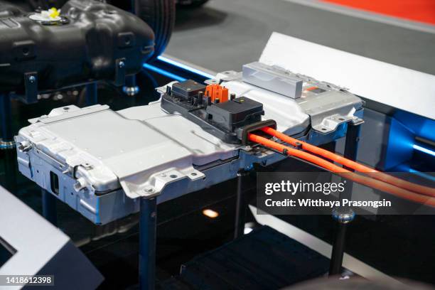 electric car lithium battery pack and power connections - battery stock pictures, royalty-free photos & images