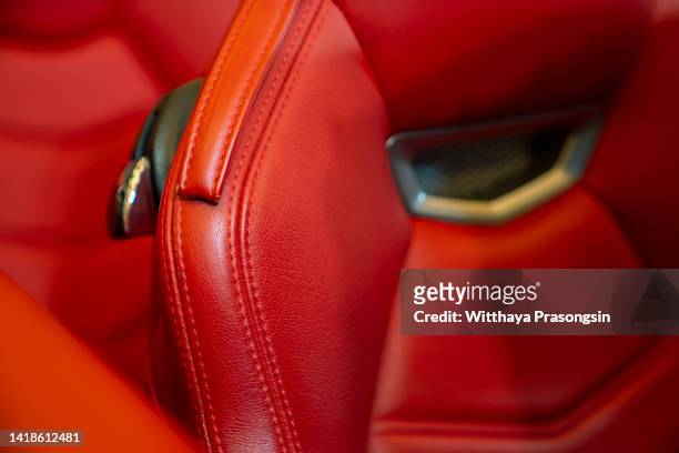 leather car seats close up - sports car interior stock pictures, royalty-free photos & images