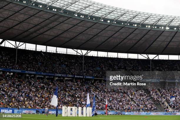 General view during the Bundesliga match between Hertha BSC and Borussia Dortmund at Olympiastadion on August 27, 2022 in Berlin, Germany.