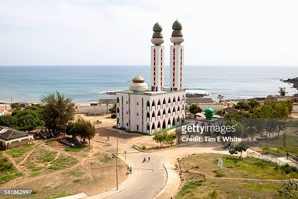 mosque on almadies beach, dakar, senegal, africa - dakar foto e immagini stock