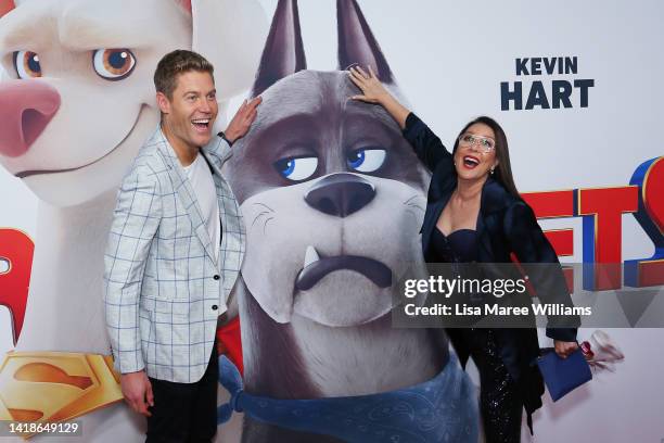 Dr Chris Brown and Julia Morris arrive at the Sydney premiere of "League Of Superpets" on August 28, 2022 in Sydney, Australia.