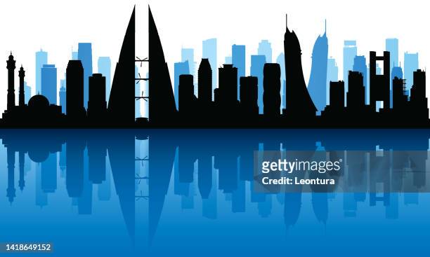 manama, bahrain. (all buildings are moveable, complete and highly detailed) - bahrain skyline stock illustrations