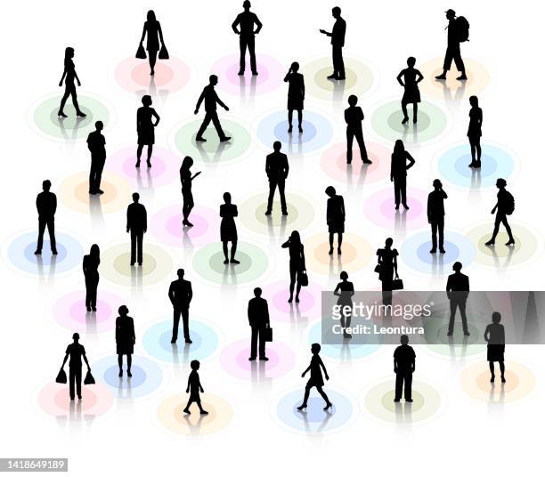 little people - group in silhouette stock illustrations