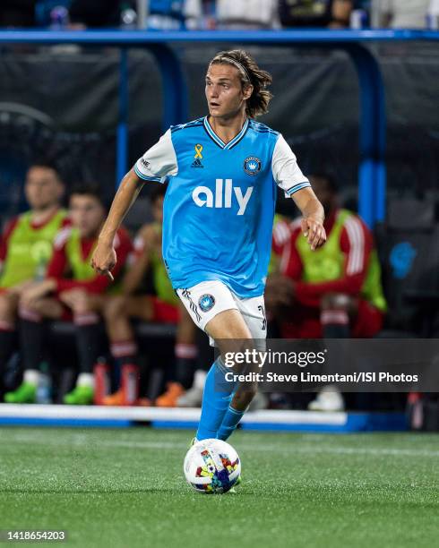 Benjamin Bender of Charlotte FC scans the field during a game between Toronto FC and Charlotte FC at Bank of America Stadium on August 27, 2022 in...