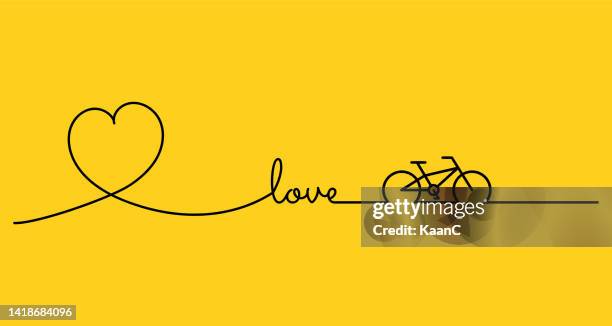 bicycle or bike lettering on background stock illustration - heart shape outline stock illustrations