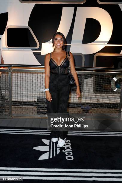 Paige Thorne attends KSI’s exclusive Fight Night afterparty thrown by brand partners adidas and JD, taking over the Thames on a custom designed boat,...