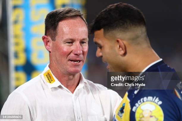 Titans coach Justin Holbrook after the round 24 NRL match between the Gold Coast Titans and the Newcastle Knights at Cbus Super Stadium, on August 28...