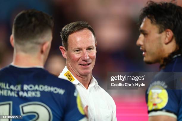 Titans coach Justin Holbrook after the round 24 NRL match between the Gold Coast Titans and the Newcastle Knights at Cbus Super Stadium, on August 28...