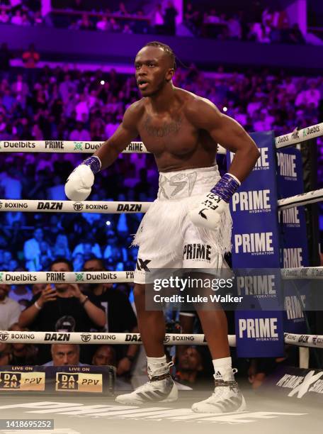 Looks on during hius Cruiserweight Main Event Bout against Swarmz at The O2 Arena on August 27, 2022 in London, England.