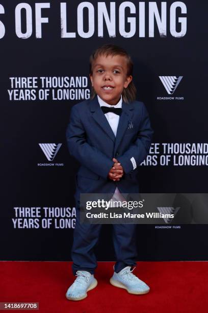 Quaden Bayles arrives at the Sydney premiere of "Three Thousand Years of Longing" on August 28, 2022 in Sydney, Australia.