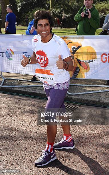 Fatima Whitbread takes part in Sport Relief London Mile at Horse Guards Parade on March 25, 2012 in London, England.