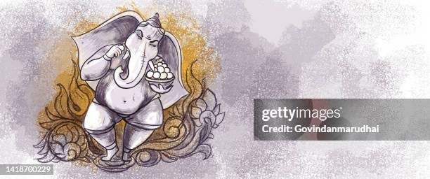 lord ganpati background for ganesh chaturthi festival of india - gray watercolor background stock illustrations