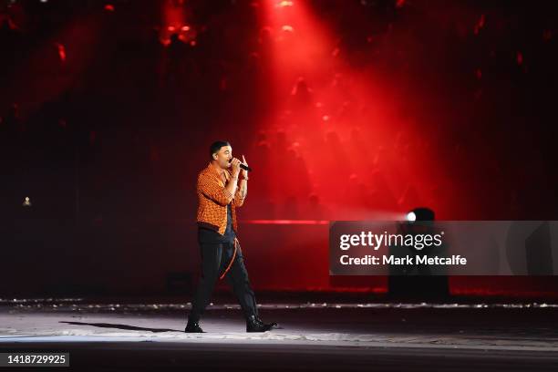 Guy Sebastian performs during the opening night community event at Allianz Stadium on August 28, 2022 in Sydney, Australia.