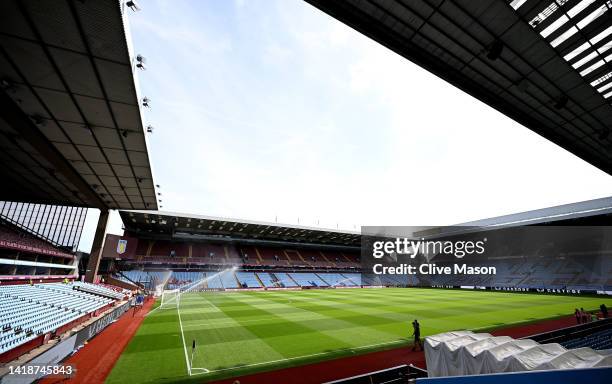 General view inside the stadium prior to the Premier League match between Aston Villa and West Ham United at Villa Park on August 28, 2022 in...
