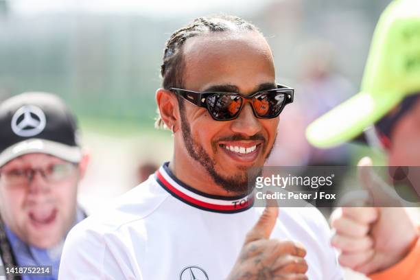 Lewis Hamilton of Mercedes and Great Britain during the drivers parade during the F1 Grand Prix of Belgium at Circuit de Spa-Francorchamps on August...