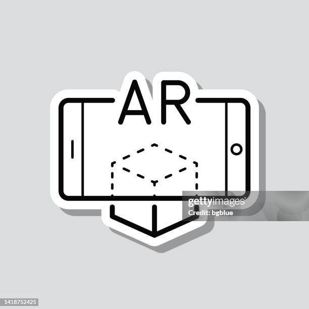 ar augmented reality with smartphone. icon sticker on gray background - 360 tablet stock illustrations