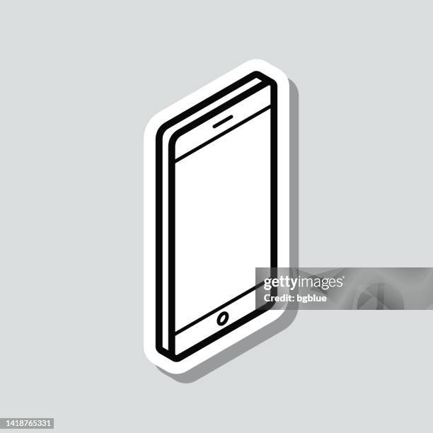 isometric mobile phone. icon sticker on gray background - ipad vertical isolated stock illustrations