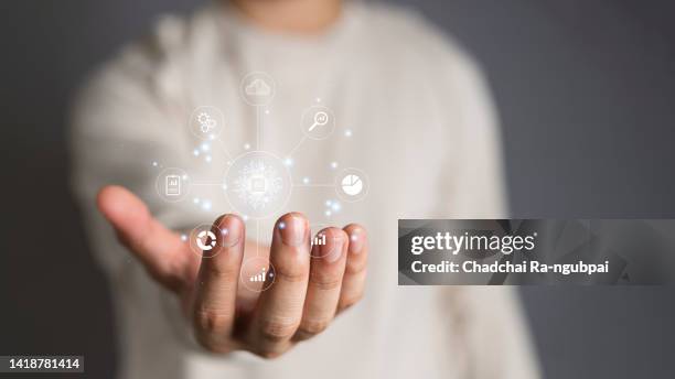 digital transformation change management, internet of things. new technology bigdata and business process strategy, customer service management, cloud computing, smart industry.ai technology. - digital transformation concept bildbanksfoton och bilder