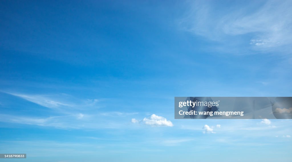 White clouds of different shapes in the blue sky